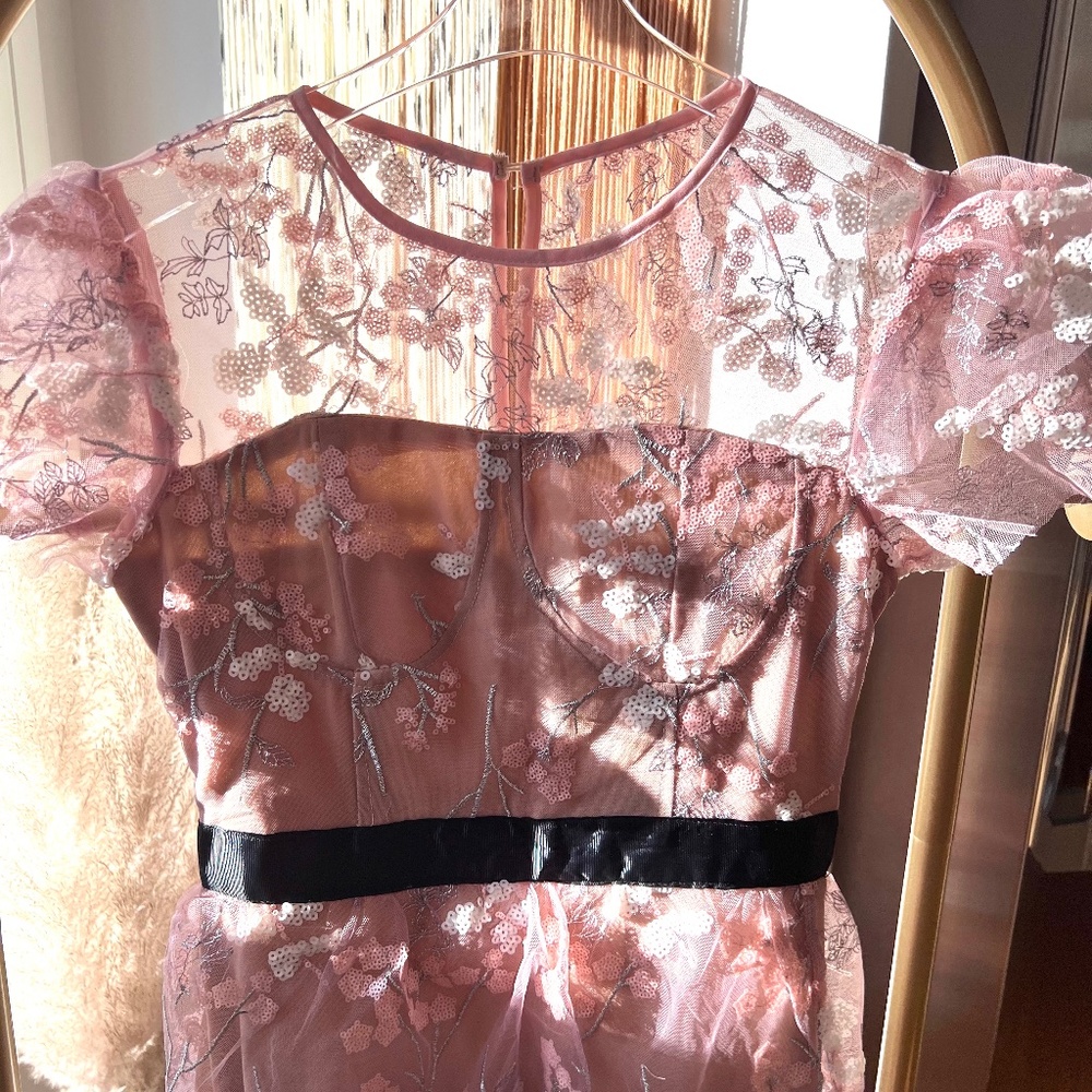 Formal Sequined Floral Gown.